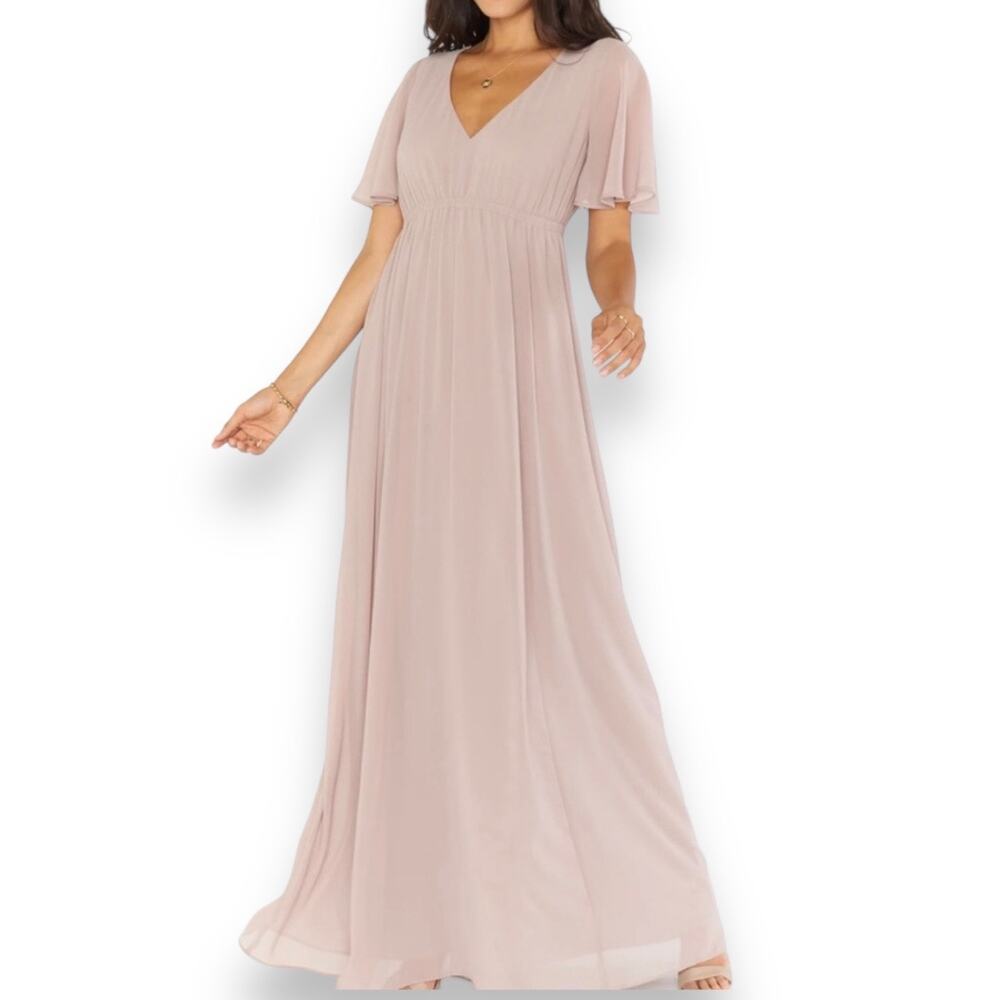 Show Me Your Mumu Womens Emily Empire Maxi Dress Small Soft Beige